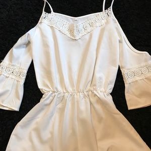White crochet / lace cold shoulder romper